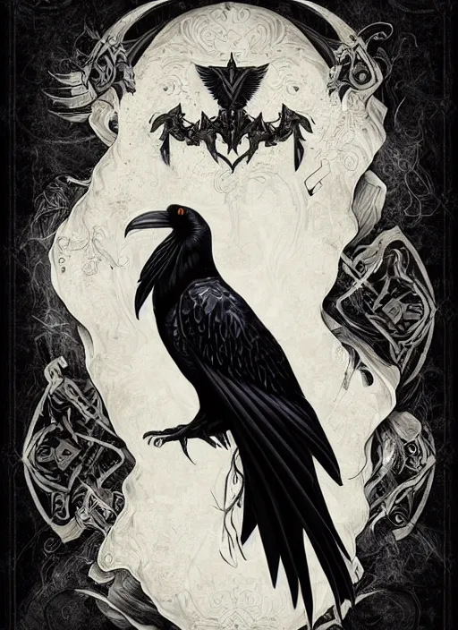 Image similar to raven warlock, wind magic, exquisite details, black beard, white background, by studio muti