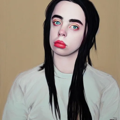Image similar to Billie Eilish painted by Feng Zhu