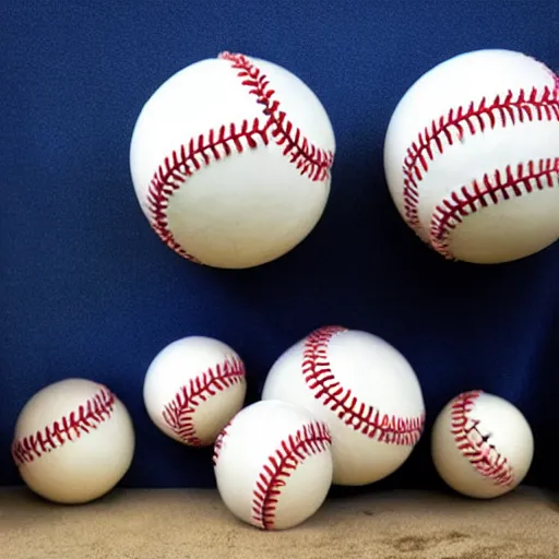 Image similar to beautiful baseballs as tidal wave, surreal