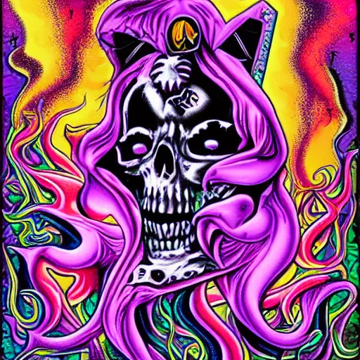 Prompt: death metal album cover by lisa frank