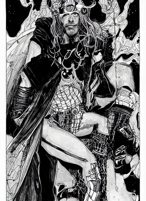 Image similar to thor, art by kaethe butcher and moebius, details