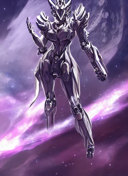 Image similar to goddess shot, galactic sized stunning beautiful anthropomorphic robot mecha female dragon, in space, larger than planets, posing elegantly, with earth in clawed hands, detailed silver armor, epic proportions, epic size, epic scale, ultra detailed digital art, furry art, macro art, dragon art, giantess art, warframe fanart, furaffinity, deviantart, realistic