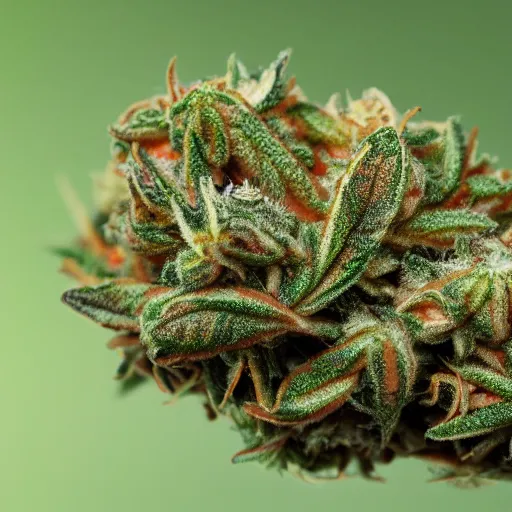 Image similar to a macro photo of a dank nug of weed, high resolution detailed terpy