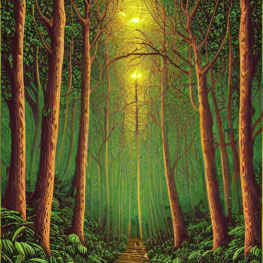 Prompt: A forest by Dan Mumford