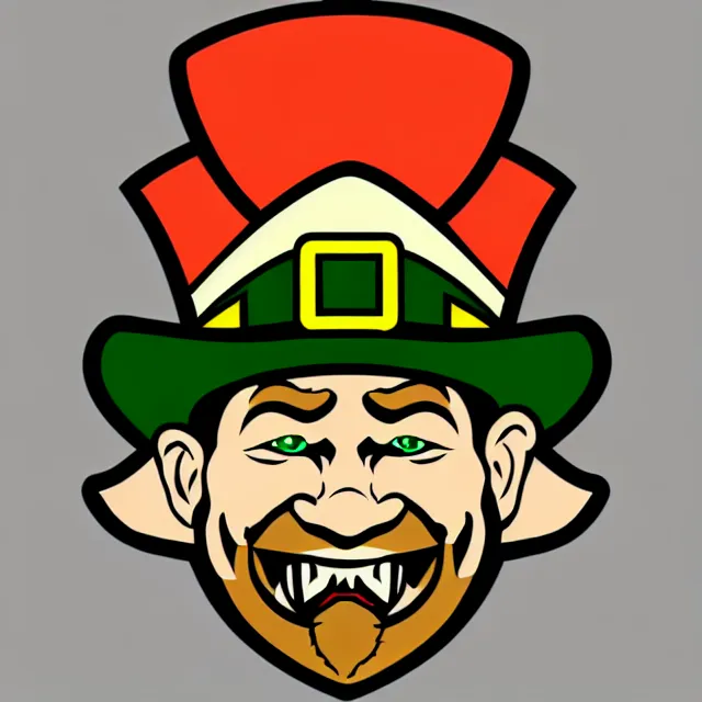 Image similar to raging leprechaun vector logo, professional sports style, flat colour, SVG, professional, sharp edges