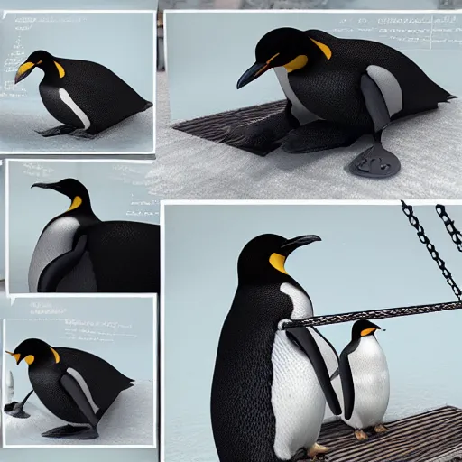 Image similar to realistic penguin sitting on a swing, hyper detailed, trending on artstation