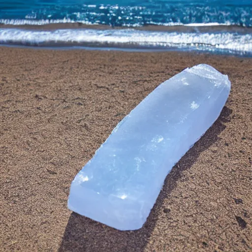 Prompt: ice block on the beach