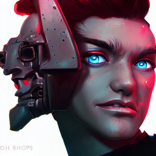 Prompt: portrait of metal ryan reinolds, terminator red eyes, mattepainting concept blizzard pixar maya engine on stylized background splash comics global illumination lighting artstation lois van baarle, ilya kuvshinov, rossdraws