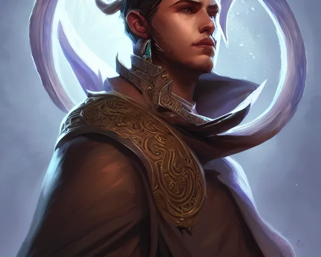 Image similar to shadow mage male acolyte, cheerful, d & d, fantasy, intricate, elegant, highly detailed, digital painting, artstation, concept art, matte, sharp focus, illustration, hearthstone, art by artgerm and greg rutkowski and alphonse mucha