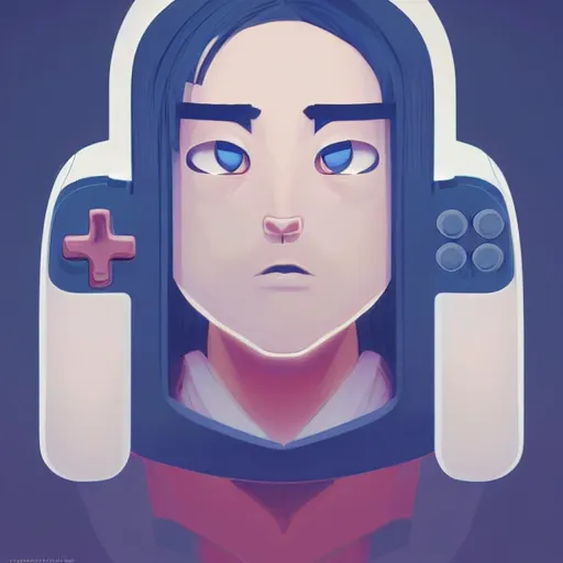 Image similar to face icon stylized minimalist nintendo entertainment system, loftis, cory behance hd by jesper ejsing, by rhads, makoto shinkai and lois van baarle, ilya kuvshinov, rossdraws global illumination