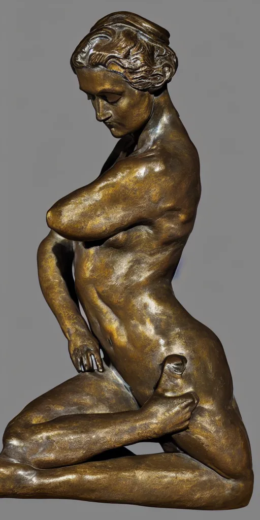 Image similar to detailed photo of old bronze patina statue of most famous woman, full body portrait, various bending poses, photorealism, intricate detail, museum diffuse lighting