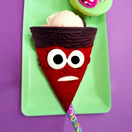 Image similar to add tongue and eyes and monster on the ice cream.