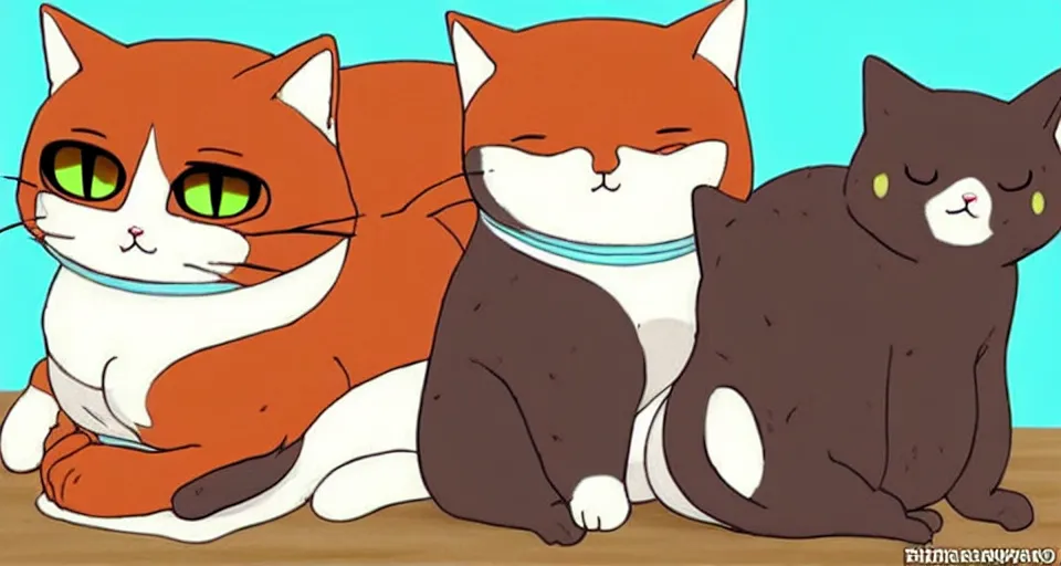 Image similar to cute anime fat cats