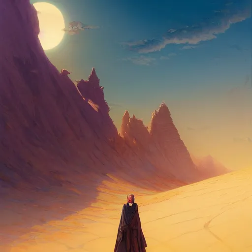 Image similar to highly detailed desert mage, stephen bliss, unreal engine, fantasy art by greg rutkowski, loish, rhads, ferdinand knab, makoto shinkai and lois van baarle, ilya kuvshinov, rossdraws, tom bagshaw, global illumination, radiant light, detailed and intricate environment