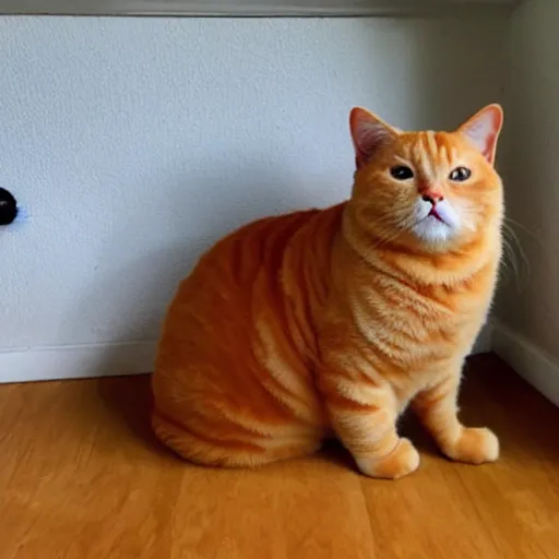 Prompt: photo of fat orange tabby cat