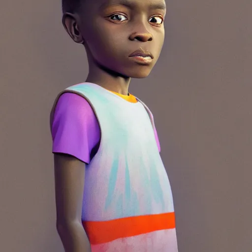 Image similar to portrait of a nigerian boy, james jean style, vfx art, unreal engine render, claymation style, colourful, volumetric light, digital painting, digital illustration, dramatic light,