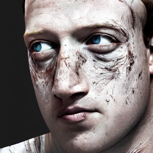 Image similar to mark zuckerberg Horror burned face , digital art , trending on artstation , matte painting , Hyperdetailed , CGSociety