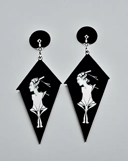 Prompt: aubrey beardsley, the climax, 2 d lasercut earrings,