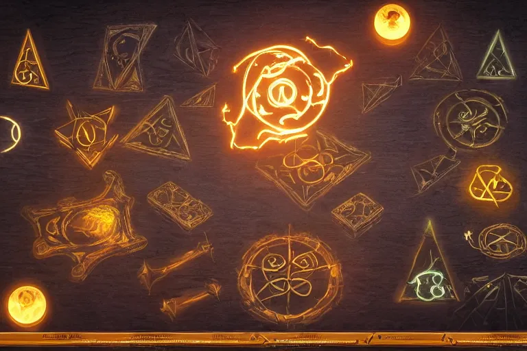 Image similar to A skilled sorcerer in their study, drawing glowing magic runic symbols in the air, enchanting objects with glyph magic, D&D fantasy setting, 4k