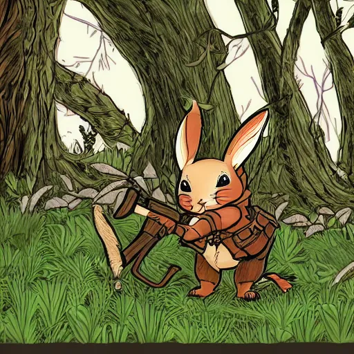 Prompt: woodland bunny, resistance, antropomorphic, guerilla medic, green flag, illustration, highly detailed, art by kyle ferrin