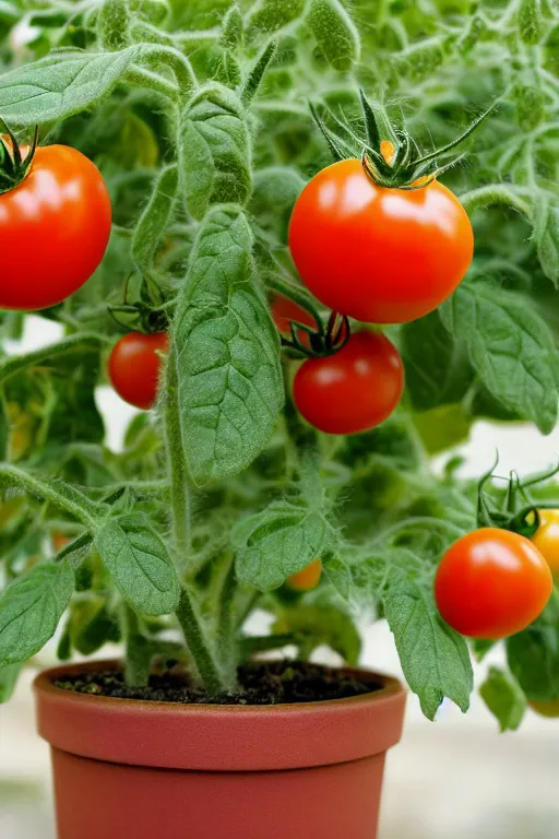 Image similar to a potted tomato plant with an ethernet connection, its leaves and tomatoes form a web developer interface for html 5 iot web 2. 0, high resolution megapixel photograph