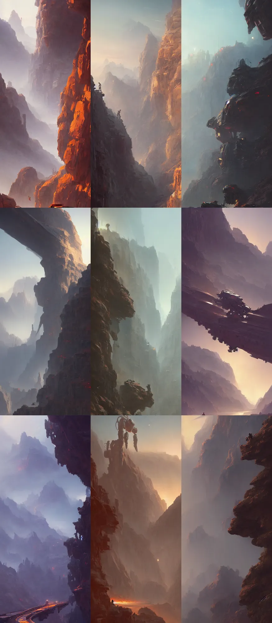 giant mech, canyon at dawn, by greg rutkowski, chris | Stable Diffusion ...