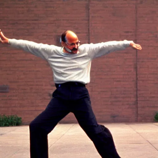 Prompt: steve jobs doing a cartwheel