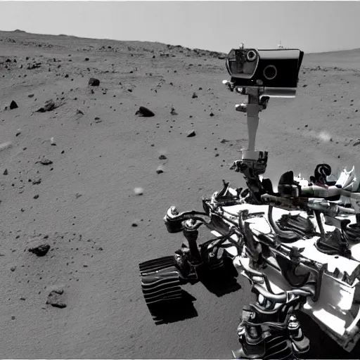 Image similar to extremely detailed photo of mars rover next to carl sagan, detailed face