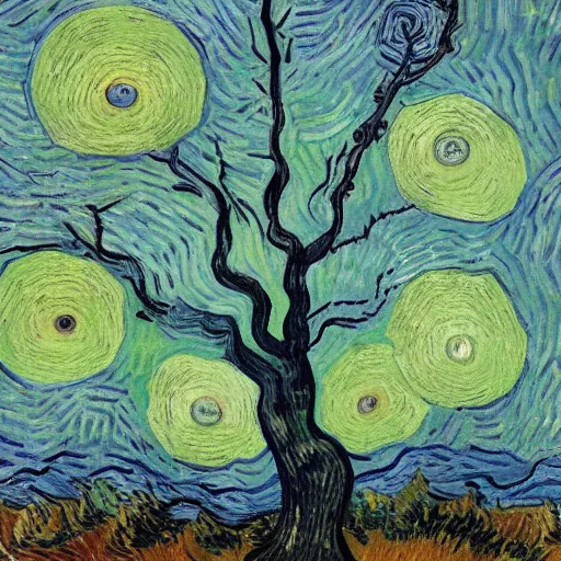 Image similar to a tree with eyes, award winning art, by van gogh