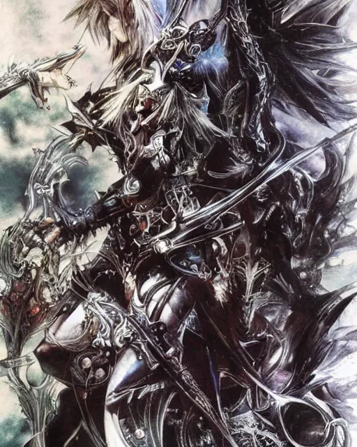 Image similar to conceptual art from from final fantasy by master artist yoshitaka amano, masterpiece w 1 0 2 4