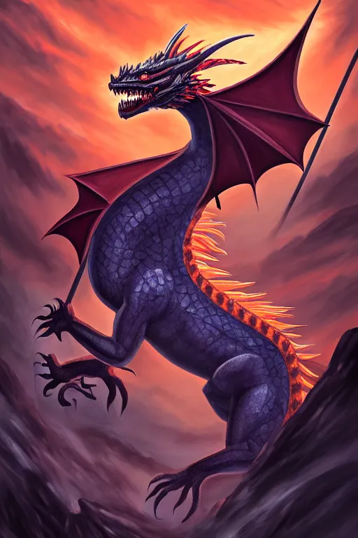 Prompt: a fierce dragon by nick deligaris