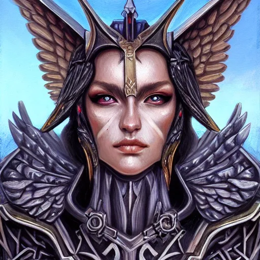 Image similar to portrait painting of a fallen angel paladin, sharp focus, high symmetry, award - winning, trending on artstation, masterpiece, highly detailed, intricate. art by terese nielsen