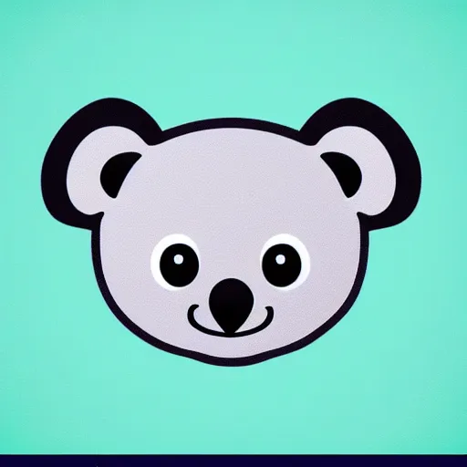 Image similar to cute simplistic iphone emoji of a koala head, vector, white background, gradient coloring