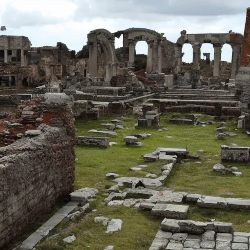 Image similar to ancient roman city in ruins of blight and plague