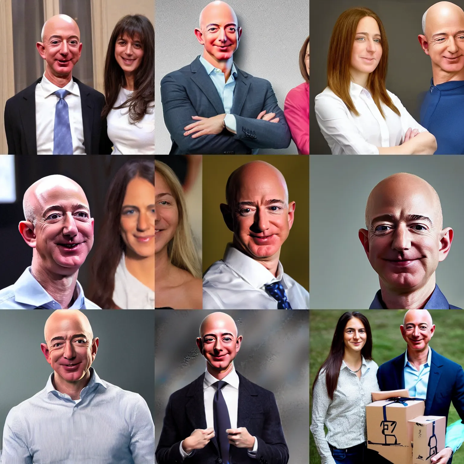 Prompt: child of jeff bezos and a female clone of jeff bezos