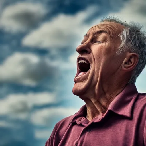 Prompt: old man yelling at the clouds