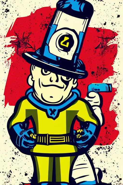 Image similar to fallout 7 6 retro futurist illustration art by butcher billy, sticker, colorful, illustration, highly detailed, simple, smooth and clean vector curves, no jagged lines, vector art, smooth andy warhol style