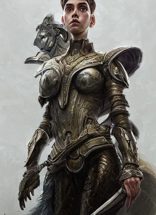 Image similar to a professional portrait of a beautiful young female, clothed in ethereal battle armor, olive skin, long dark hair, beautiful bone structure, symmetrical facial features, intricate, elegant, digital painting, concept art, smooth, sharp focus, finely detailed, illustration, from Valerian and the City of a Thousand Planets, in the style of Ruan Jia and Mandy Jurgens and Artgerm and Greg Rutkowski and William-Adolphe Bouguerea