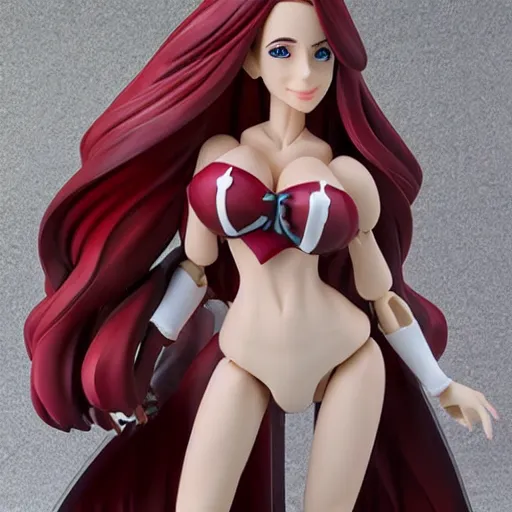 Image similar to Kaitlyn Michelle Siragusa, better known as Amouranth, Posable PVC action figurine. Detailed artbreeder face. Full body 12-inch Figma anime statue