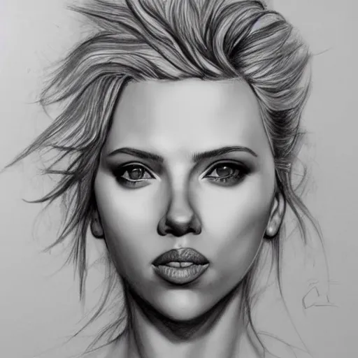 Image similar to ultradetailed sketch of scarlett johansson, loish, @ loisvb