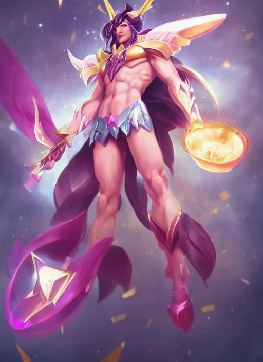 Image similar to portrait of star guardian darius from league of legends, au naturel, hyper detailed, digital art, trending in artstation, cinematic lighting, studio quality, smooth render, unreal engine 5 rendered, octane rendered, art style by klimt and nixeu and ian sprigger and wlop and krenz cushart and riot