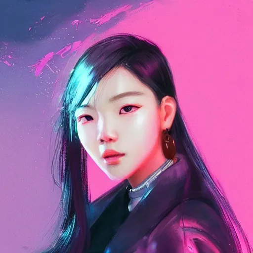 Image similar to “ a portrait of lee chae dam from blackpink, rainy background, pink bright art masterpiece artstation. 8 k, sharp high quality artwork in style of jose daniel cabrera pena and greg rutkowski, concept art by tooth wu, hearthstone card game artwork. ”