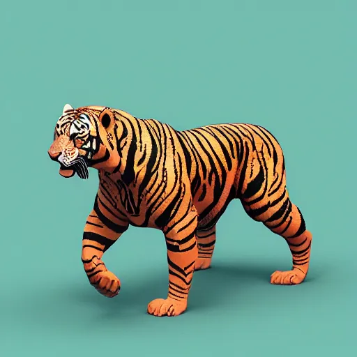Image similar to cool 3 d isometric aztec tiger, 8 k octane render