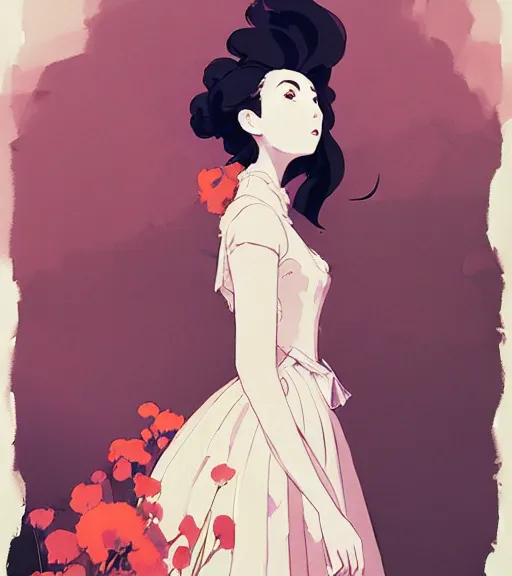 Prompt: portrait of a baroque dress inspired by flower by atey ghailan, by greg rutkowski, by studio ghibli, by greg tocchini, by james gilleard, by joe fenton, by kaethe butcher, dynamic lighting, grunge aesthetic