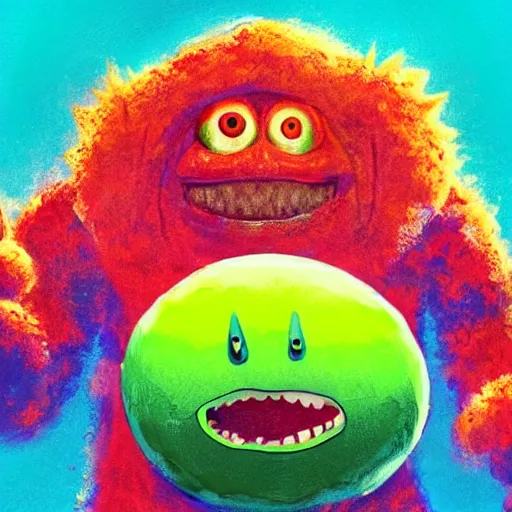 Prompt: a tennis ball monsters , blue, digital art, fantasy, magic, trending on artstation, ultra detailed, professional illustration by Basil Gogos