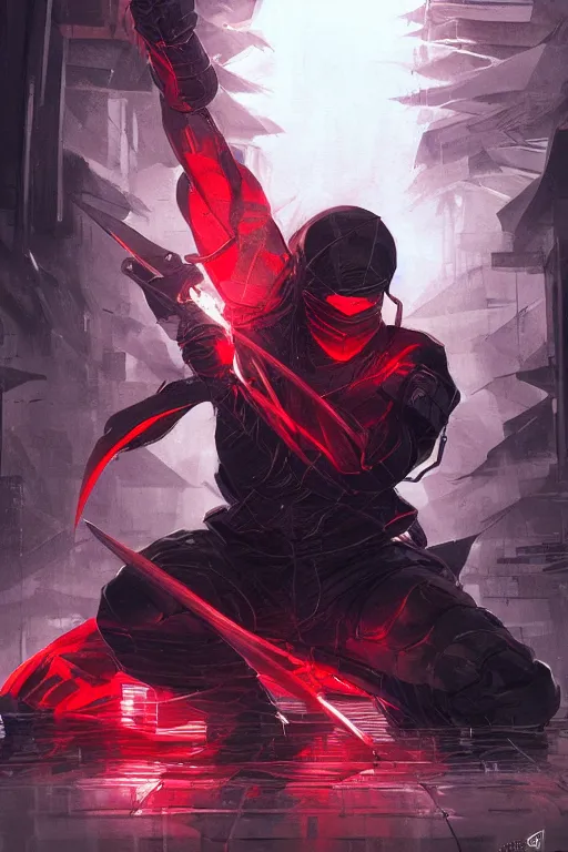 Prompt: portrait of ninja slayer, japan, night city, highly detailed, digital painting, trending on artstation, concept art, sharp focus, illustration, art by artgerm and greg rutkowski and magali villeneuve