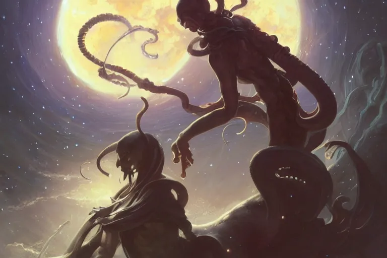 Prompt: space, cthulhu, taoism, painting by greg rutkowski, j. c. leyendecker, artgerm