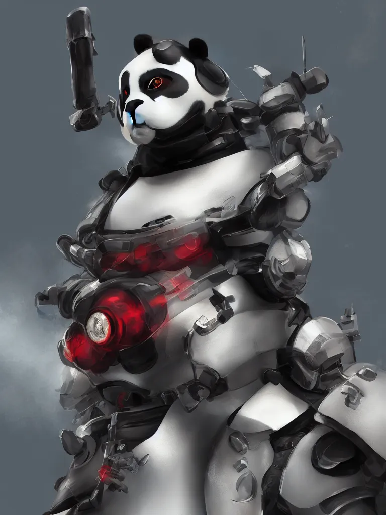 Prompt: “A portrait of a panda robot dressed as a samurai, anime, trending on artstation, octane render, cgsociety, 4K, 8K”