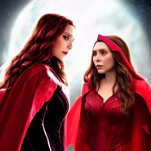 Image similar to A portrait of elizabeth Olsen as scarlet witch with the scarlet witch wimple, cinematic, digital art, amazing detail