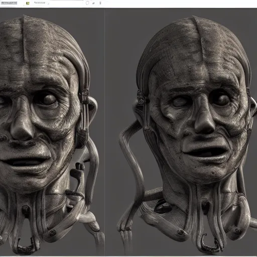 Image similar to luigi, a computer rendering by h. r. giger, trending on zbrush central, neoplasticism, zbrush, reimagined by industrial light and magic, # vfxfriday